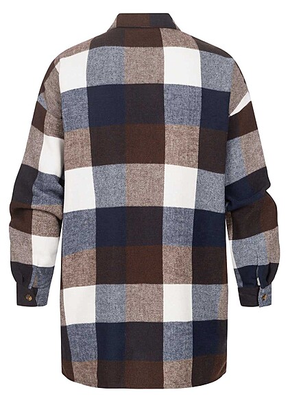Noisy May Dames NOOS Shacket Jasje met knopen geruit blauw grijs