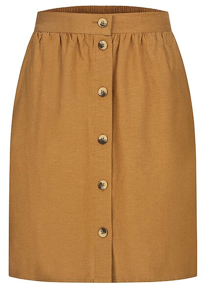 Pieces Dames Hoog uitgesneden rok met knopen bruin - Art.-Nr.: 22060222