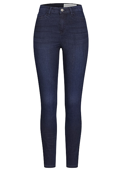 Noisy May Damen NOOS Jeans Hose High-Waist mit 5-Pockets dark blau denim - Art.-Nr.: 22060234