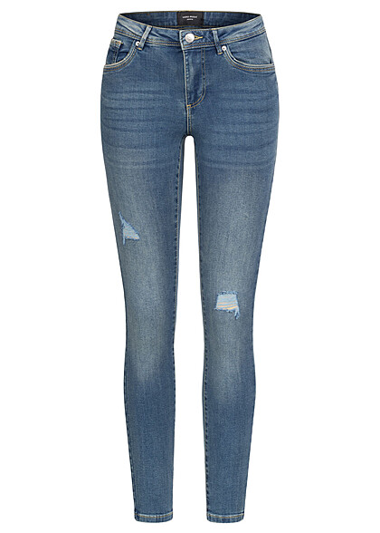 Vero Moda Dames NOOS Jeans Broek met 5 zakken destroyed look medium blauw