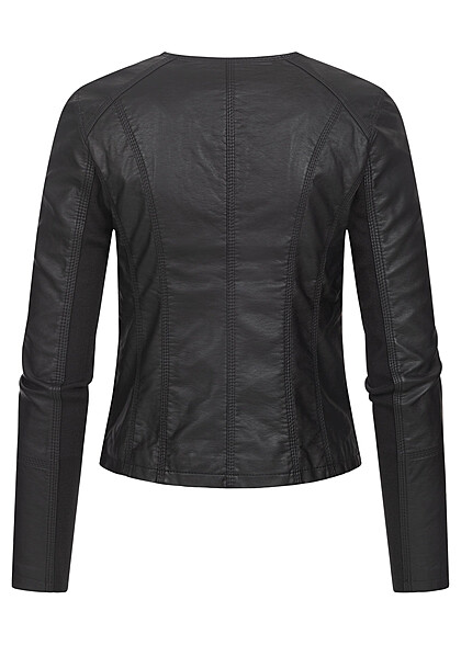 Vero Moda Dames NOOS Jas van imitatieleer met asymmetrische rits en ritszakken zwart