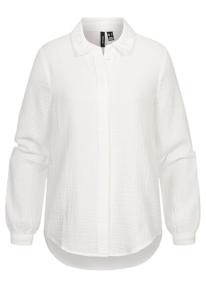 Vero Moda Dames Blouse met kraag en knopen wit