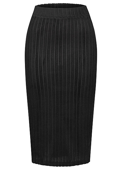 Vero Moda Dames Hoog uitgesneden rok met elastiek in de taille zwart