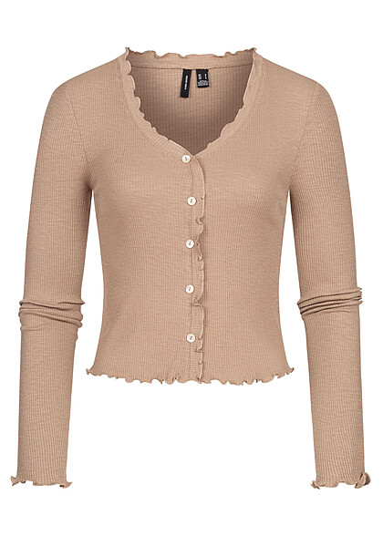 Vero Moda Dames NOOS Vest met knopen en ruches bruin