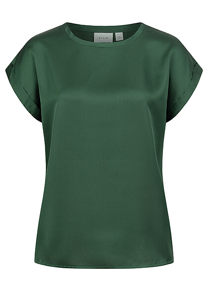 VILA Dames NOOS Satijnen Blouse met vleugelmouwen groen