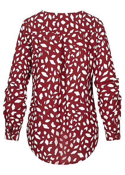 VILA Dames NOOS Viscose Blouse met V-hals en print rood wit