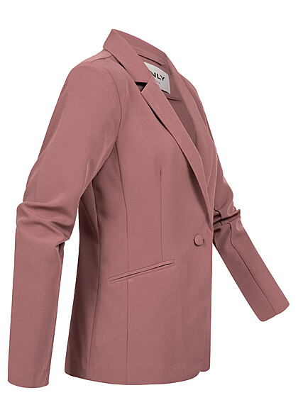 ONLY Dames Klassieke blazer met 2 zakken en knoop roze bruin