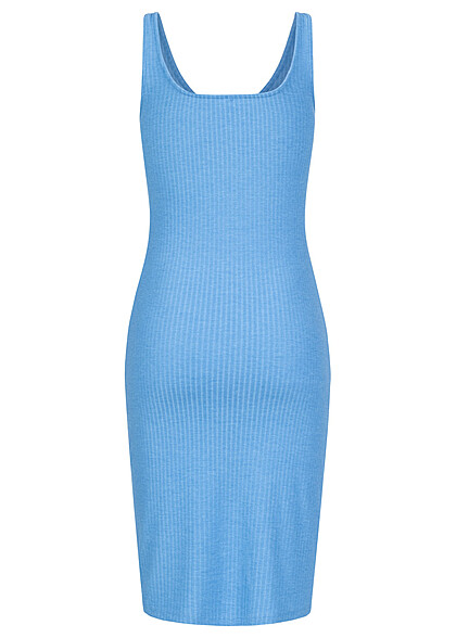 ONLY Dames Gebreide jurk met knopen en structuurstof blauw