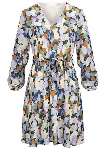 VILA Dames Chiffon Jurk met lange mouwen en binddetail multicolor
