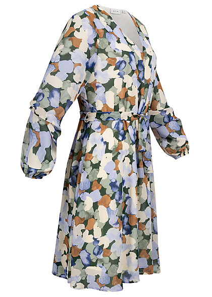 VILA Dames Chiffon Jurk met lange mouwen en binddetail multicolor