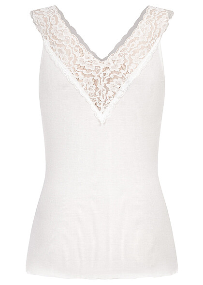 Pieces Dames NOOS Viscose Top met V-hals en kant wit