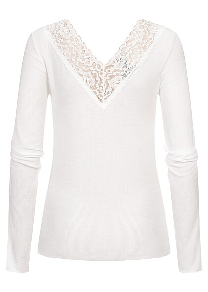 Maglione con tessuto testurizzato e dettagli in pizzo bianco