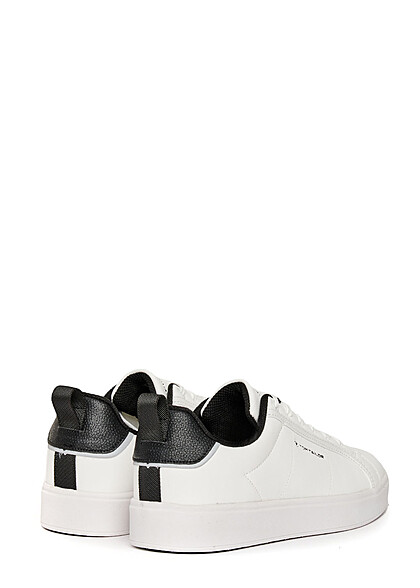 Tom Tailor Heren Sneaker van kunstleer met veters wit zwart