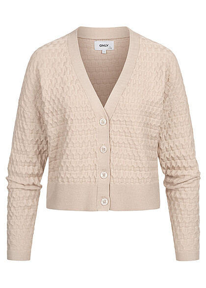 ONLY Dames Vest met V-hals en structuurstof beige