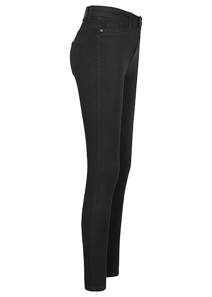 Noisy May Dames NOOS Hoog uitgesneden jeansbroek met 5 zakken zwart