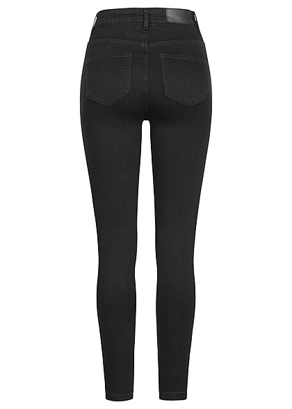Noisy May Dames NOOS Hoog uitgesneden jeansbroek met 5 zakken zwart