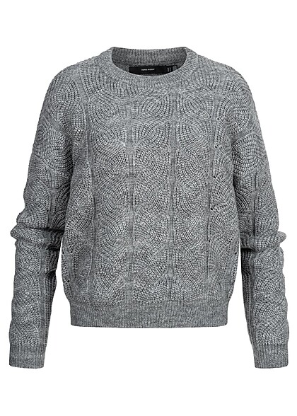 Vero Moda Dames Trui met structuurstof medium grijs gemêleerd