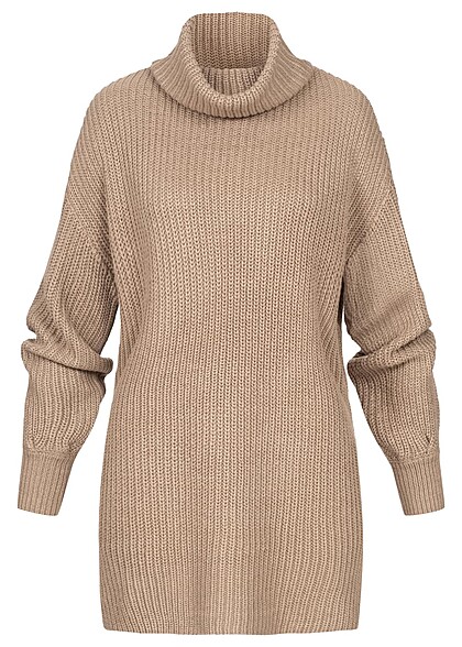 Vero Moda Dames Trui met rolkraag en structuurstof bruin