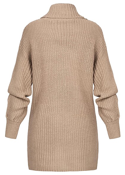 Vero Moda Dames Trui met rolkraag en structuurstof bruin