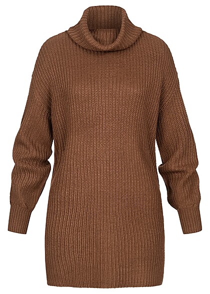 Vero Moda Dames Trui met rolkraag en structuurstof bruin