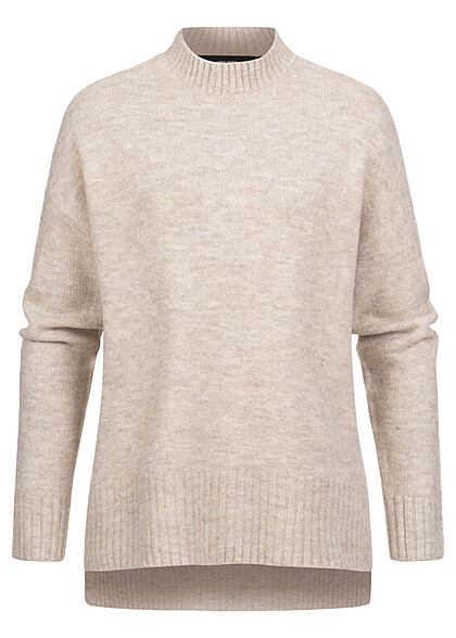 Vero Moda Dames NOOS Trui met geribde zomen beige
