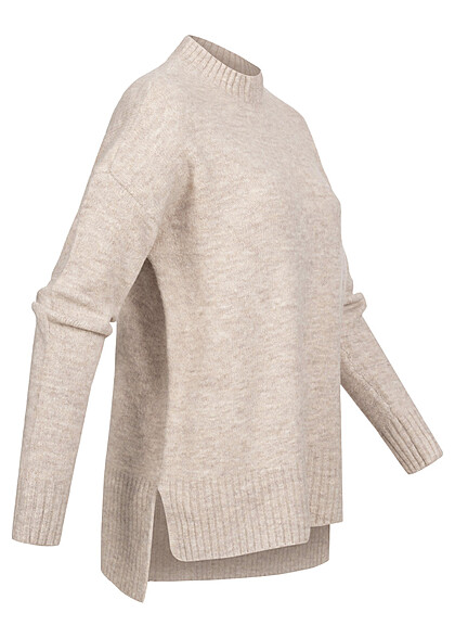 Vero Moda Dames NOOS Trui met geribde zomen beige