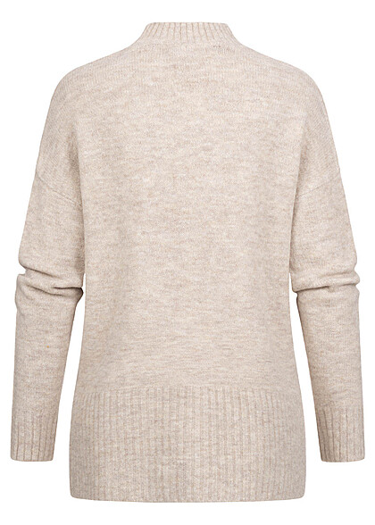 Vero Moda Dames NOOS Trui met geribde zomen beige