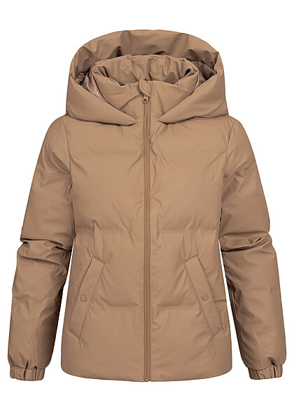 Vero Moda Dames Gewatteerd Jas met rits en capuchon bruin