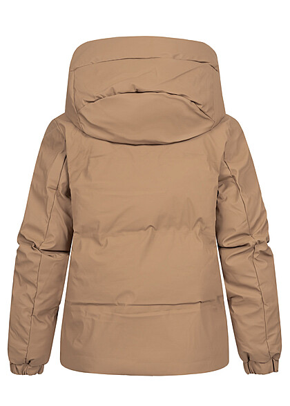 Vero Moda Dames Gewatteerd Jas met rits en capuchon bruin