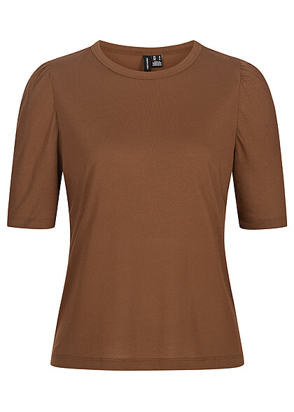 Vero Moda Dames T-Shirt Top met O-hals bruin