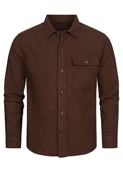 ONLY & SONS Heren Basic Overhemd met knopen en borstzak donkerbruin - Art.-Nr.: 22080126