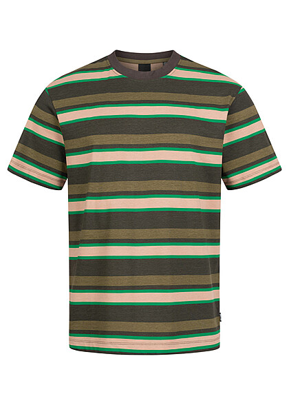 ONLY & SONS Heren Basic T-Shirt met strepen groen - Art.-Nr.: 22080133