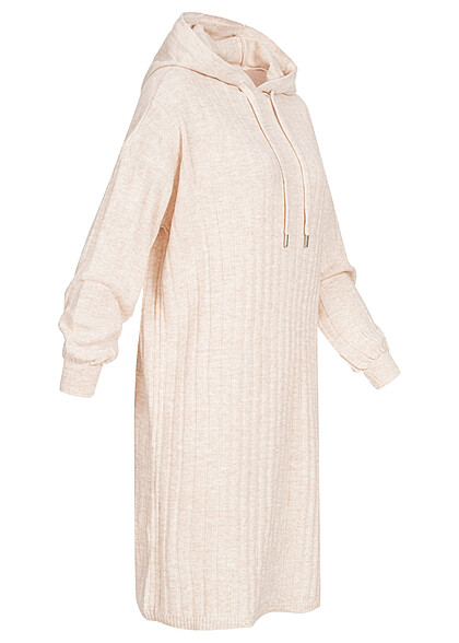 ONLY Dames Gebreide jurk met kap en structuurstof beige