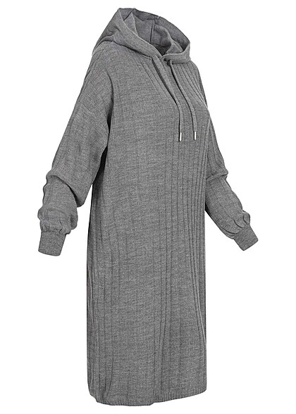 ONLY Dames Gebreide jurk met kap en structuurstof grijs