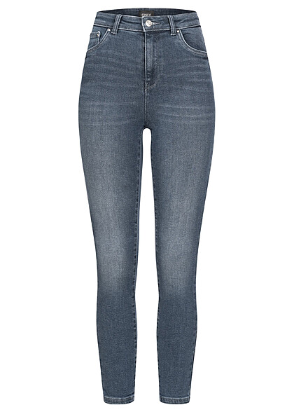 ONLY Dames NOOS Hoog uitgesneden jeansbroek met 5 zakken donkerblauw - Art.-Nr.: 22080141