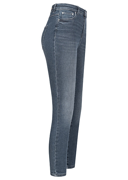ONLY Dames NOOS Hoog uitgesneden jeansbroek met 5 zakken donkerblauw