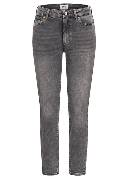 ONLY Dames NOOS Hoog uitgesneden jeansbroek met 5 zakken donkergrijs - Art.-Nr.: 22080142
