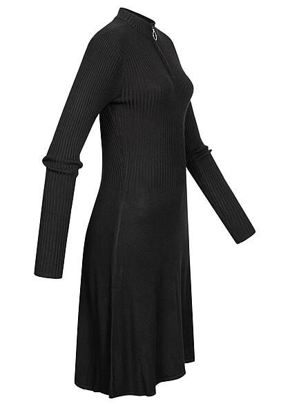 ONLY Dames Gebreide jurk met lange mouwen en rits zwart
