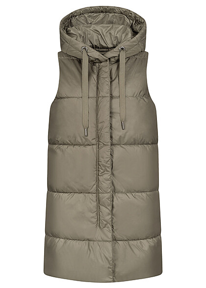 ONLY Dames Gewatteerd vest met kap en 2 zakken groen