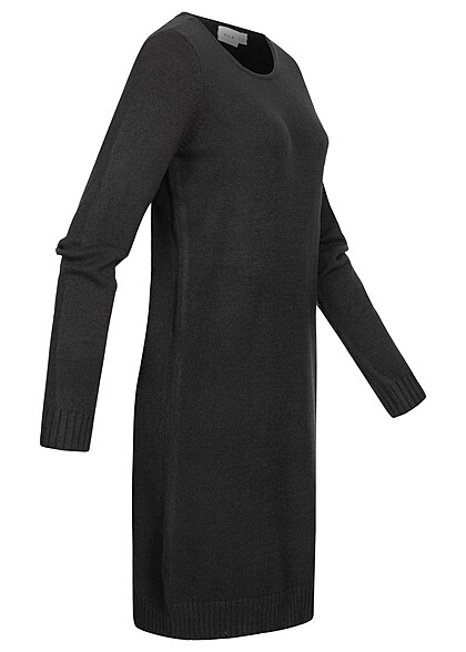 VILA Dames NOOS Gebreide jurk met geribde zoom zwart