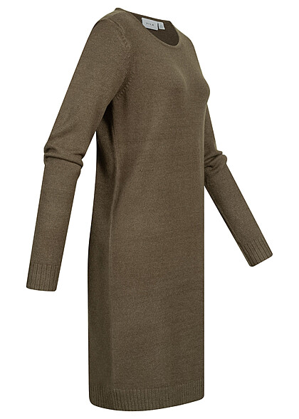 VILA Dames NOOS Gebreide jurk met geribde zoom bruin