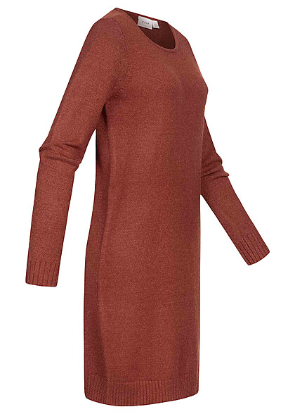 VILA Dames NOOS Gebreide jurk met geribde zoom rood