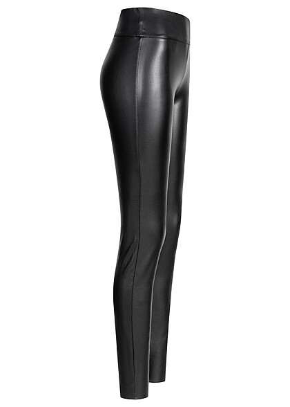 VILA Dames NOOS Legging hoge taille kunstleer zwart