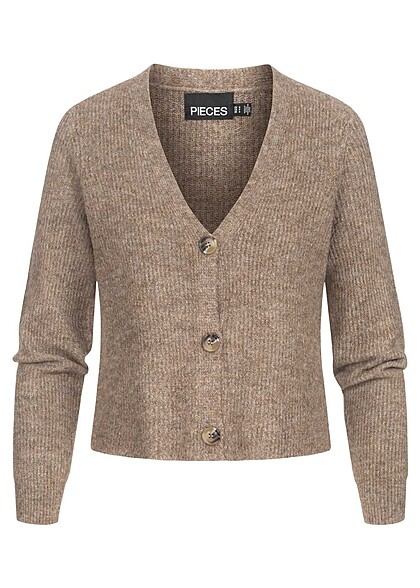 Pieces Dames NOOS Vest met V-hals en knopen bruin