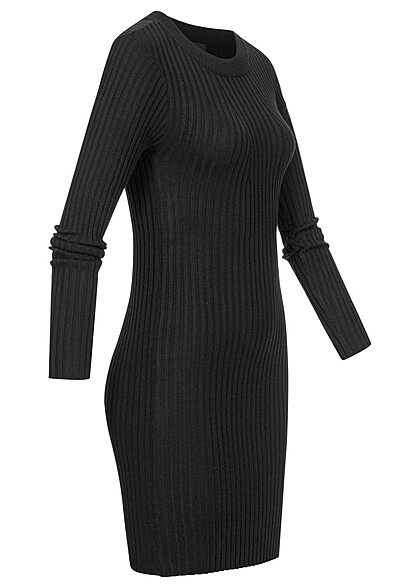 Pieces Dames NOOS Gebreide jurk met lange mouwen en structuurstof zwart