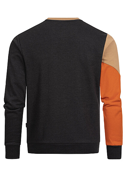Indicode Heren Trui met borstvlek bruin zwart oranje