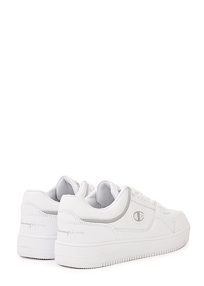 Champion Dames Sneaker met logoborduursel en veters witgrijs