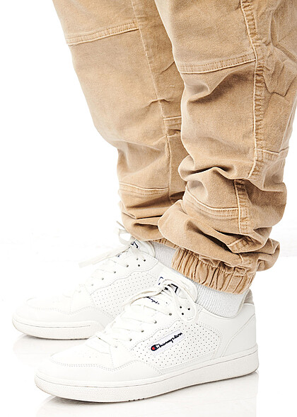 Indicode Heren Koord Cargo Broek met 6 zakken beige