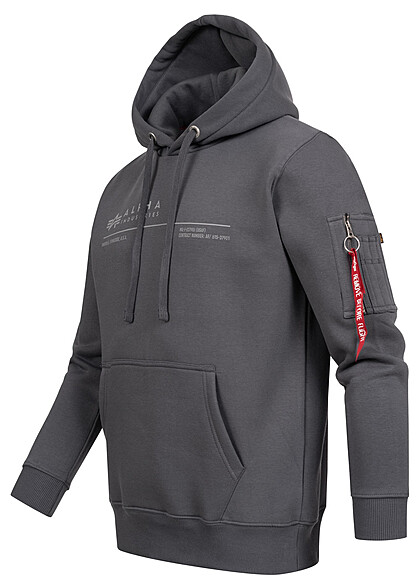 Alpha Industries Heren Reflecterende Hoodie met kangoeroezak donkergrijs