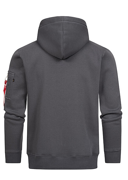 Alpha Industries Heren Reflecterende Hoodie met kangoeroezak donkergrijs